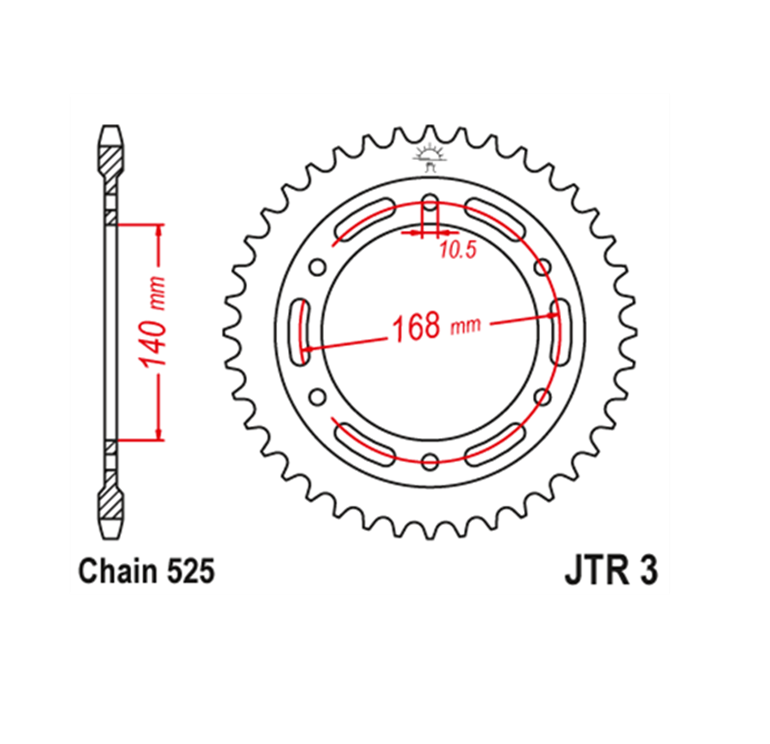 CORONA JT 3 de acero con 42 dientes